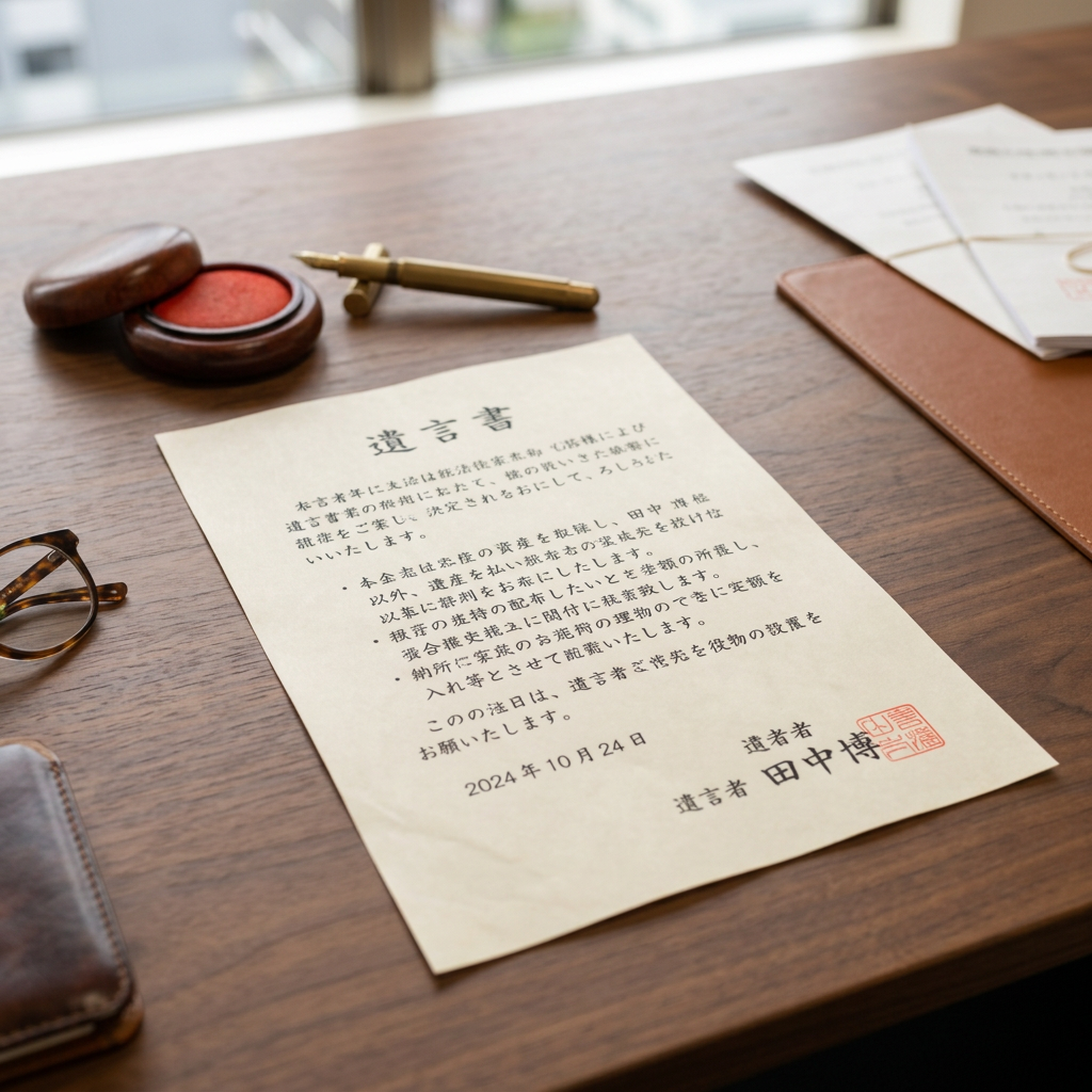 行政書士 An elegant meeting table prepared for a legal consultation at a行政書士 office in Ichinomiya, depicted without people. A rectangular, light oak table sits in a minimalist conference room, with two opposing leather chairs left empty. On the table, neatly arranged documents stamped with red seals, a slim tablet showing a blank consultation notes screen, and a small, discreet nameplate holder emphasize professionalism. A large window on the side reveals a gentle blur of Ichinomiya’s urban landscape and distant greenery. Soft afternoon sunlight streams in, creating warm highlights on the table surface and gentle, elongated shadows. Photographic realism, eye-level composition with balanced symmetry, evoking a welcoming, calm, and trustworthy environment for legal and administrative support.