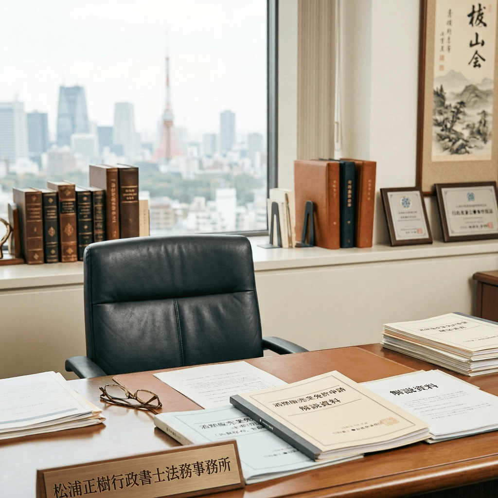 Man in suit discussing documents at an office desk